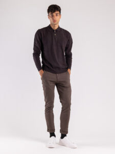 GIANNI LUPO Polo manica lunga basica GL508S Coffee (2)