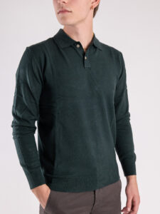 GIANNI LUPO Polo manica lunga basica GL508S Dark Green (1)