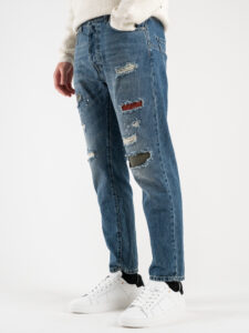 IMPERIAL Jeans morbido, strappato con toppe colorate P5407WP05 Blu Denim (2)