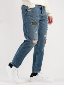 IMPERIAL Jeans morbido, strappato con toppe colorate P5407WP05 Blu Denim (3)