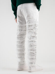 Jeans effetto strappato con gamba morbida PT256 Bianco5