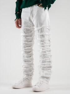 Jeans effetto strappato con gamba morbida PT256 Bianco6