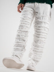 Jeans effetto strappato con gamba morbida PT256 Bianco7