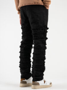 Jeans effetto strappato con gamba morbida PT256 Nero5