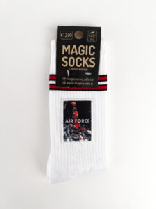 MAGIC SOCKS Calze in spugna unisex tg. unica stampa ricamata AIR FORCE Bianca1