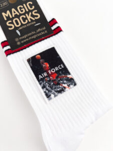MAGIC SOCKS Calze in spugna unisex tg. unica stampa ricamata AIR FORCE Bianca2