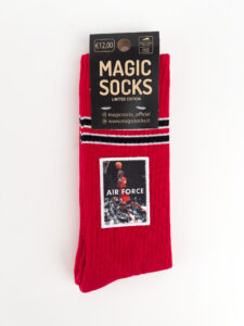 MAGIC SOCKS Calze in spugna unisex tg. unica stampa ricamata AIR FORCE Rosso1