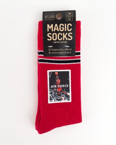MAGIC SOCKS Calze in spugna unisex tg. unica stampa ricamata AIR FORCE Rosso1 Nuovi Arrivi