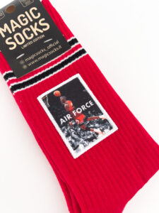 MAGIC SOCKS Calze in spugna unisex tg. unica stampa ricamata AIR FORCE Rosso2