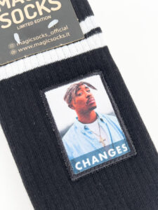 MAGIC SOCKS Calze in spugna unisex tg. unica stampa ricamata CHANGES Nero1