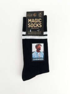 MAGIC SOCKS Calze in spugna unisex tg. unica stampa ricamata CHANGES Nero2