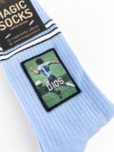 MAGIC SOCKS Calze in spugna unisex tg. unica stampa ricamata DIOS Azzurra2