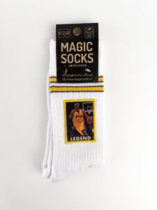 MAGIC SOCKS Calze in spugna unisex tg. unica stampa ricamata LEGEND Bianca1