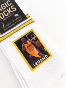 MAGIC SOCKS Calze in spugna unisex tg. unica stampa ricamata LEGEND Bianca2