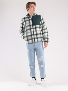 ONLY&SONS Giacchetta orsacchiotto foderata con con collo alto,zip e inserti in nylon JIM Silver LiningDarkest Sp