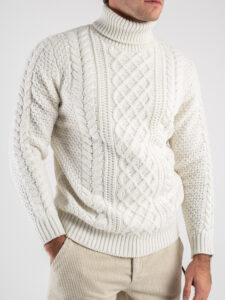 OVER-D Maglione dolcevita intrecciato OE1F2W3M14 Ghiaccio (3)