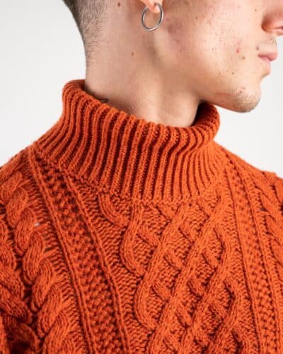 OVER D Maglione dolcevita intrecciato OE1F2W3M14 Tegola 4 Saldi