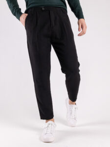 Pantalone chinos morbido con coulisse e bottone in vita BARCELLONA Nero (1)