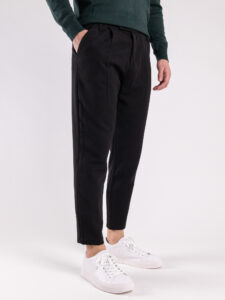 Pantalone chinos morbido con coulisse e bottone in vita BARCELLONA Nero (2)