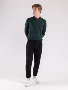 Pantalone chinos morbido con coulisse e bottone in vita BARCELLONA Nero (5)