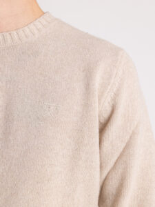 BERNA Maglione girocollo LAMBSWOOL logo ricamo 233036 Beige (2)
