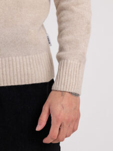 BERNA Maglione girocollo LAMBSWOOL logo ricamo 233036 Beige (3)