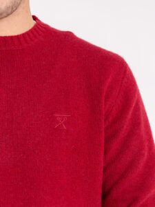 BERNA Maglione girocollo LAMBSWOOL logo ricamo 233036 Ciliegia (4)