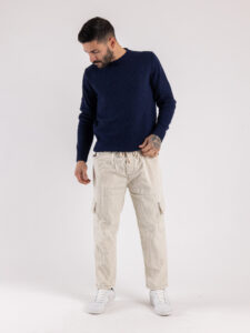 BERNA Maglione girocollo LAMBSWOOL logo ricamo 233036 Inchiostro (2)