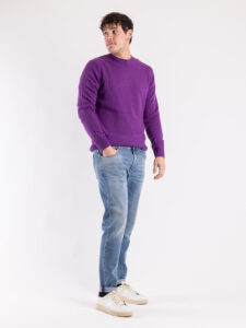 BERNA Maglione girocollo LAMBSWOOL logo ricamo 233036 Lavanda (2)