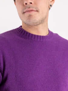 BERNA Maglione girocollo LAMBSWOOL logo ricamo 233036 Lavanda (3)