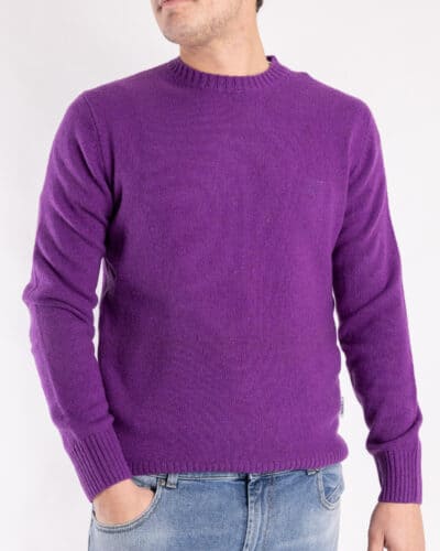 BERNA Maglione girocollo LAMBSWOOL logo ricamo 233036 Lavanda