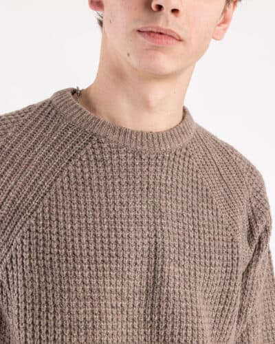 BERNA Maglione girocollo Tweed bottonato misto lana 233031 Corda