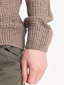 BERNA Maglione girocollo Tweed bottonato misto lana 233031 Corda (4)