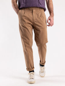 BERNA Pantalone basico invernale con pences 233194 Cammello1