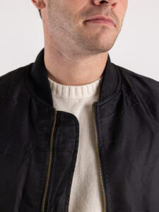Bomber nero sportivo trapuntato con collo e polsini in maglia TG29751 Nero5