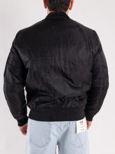 Bomber nero sportivo trapuntato con collo e polsini in maglia TG29751 Nero8