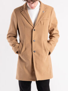 Cappotto basico con collo a V e taschino CAP2201 Cammello10