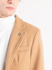 Cappotto basico con collo a V e taschino CAP2201 Cammello7