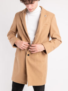 Cappotto basico con collo a V e taschino CAP2201 Cammello8