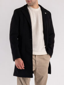 Cappotto basico con collo a V e taschino CAP2201 Nero (2)