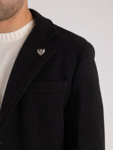 Cappotto basico con collo a V e taschino CAP2201 Nero (4)