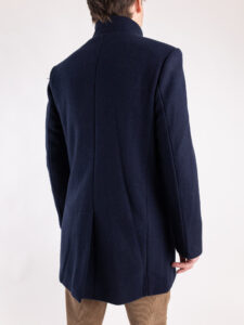 Cappotto basico con collo coreana e taschino CAP2202 Blu (1)