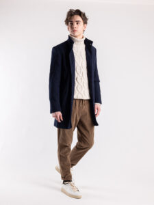 Cappotto basico con collo coreana e taschino CAP2202 Blu (2)