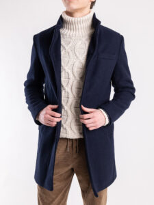 Cappotto basico con collo coreana e taschino CAP2202 Blu (3)