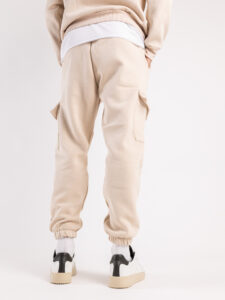 Completo tuta felpato con felpa cappuccio + pantalone con tasconi KANYE Beige6