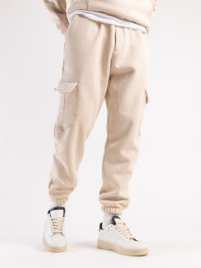 Completo tuta felpato con felpa cappuccio + pantalone con tasconi KANYE Beige9