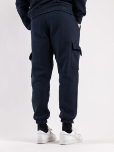 Completo tuta felpato con felpa cappuccio + pantalone con tasconi KANYE Blu9