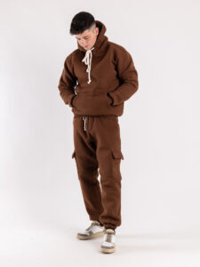 Completo tuta felpato con felpa cappuccio + pantalone con tasconi KANYE Caffè1