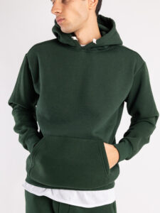 Completo tuta felpato con felpa cappuccio + pantalone con tasconi KANYE Dark Green1