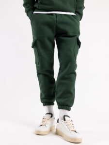 Completo tuta felpato con felpa cappuccio + pantalone con tasconi KANYE Dark Green3
